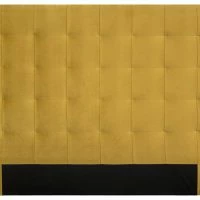 Tête De Lit Capitonnée En Tissu Velours Jaune Moutarde L160 Cm HALCIONA