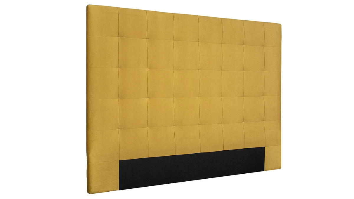 Tête De Lit Capitonnée En Tissu Velours Jaune Moutarde L160 Cm HALCIONA 4 Tête De Lit Capitonnée En Tissu Velours Jaune Moutarde L160 Cm HALCIONA – Image 2