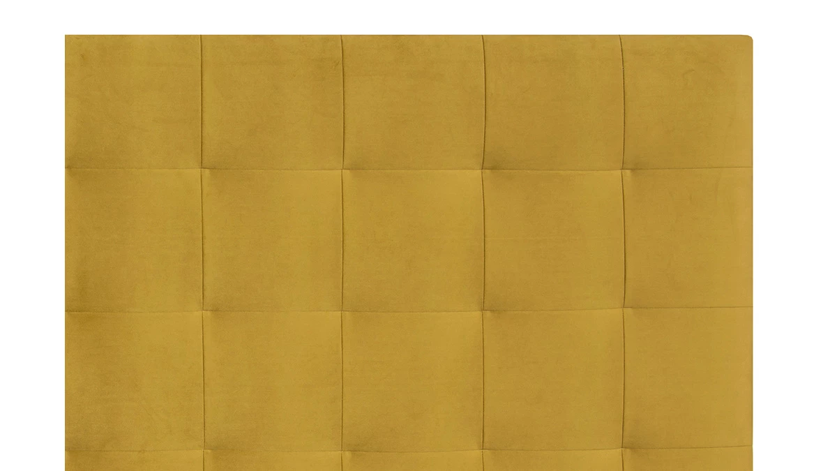 Tête De Lit Capitonnée En Tissu Velours Jaune Moutarde L160 Cm HALCIONA 5 Tête De Lit Capitonnée En Tissu Velours Jaune Moutarde L160 Cm HALCIONA – Image 3