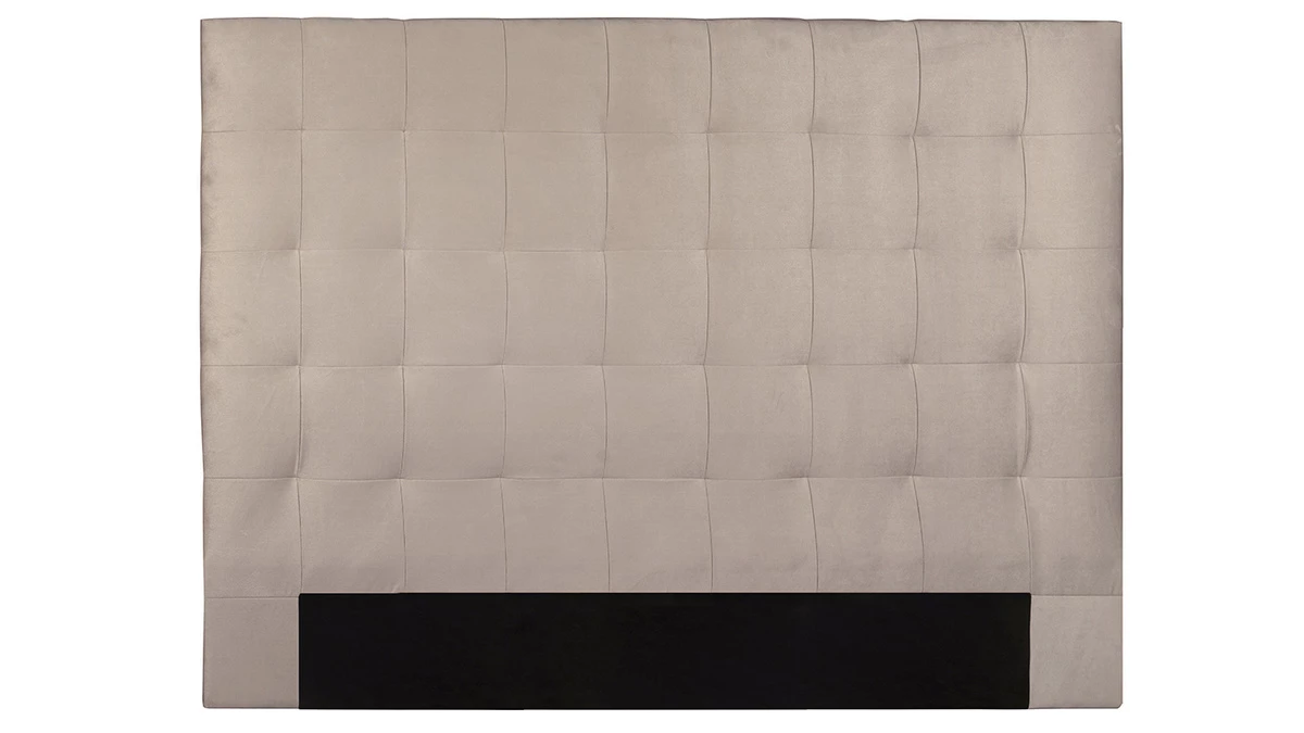 Tête De Lit En Tissu Velours Taupe L180 Cm HALCIONA 3 Tête De Lit En Tissu Velours Taupe L180 Cm HALCIONA